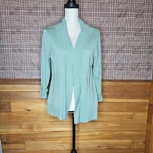 Chic Open Front Cardigan - Light Green